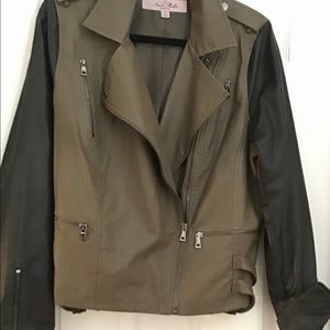 Nicole Richie faux leather jacket